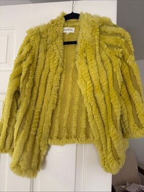 Heartloom Lime-Yellow Fur Jacket